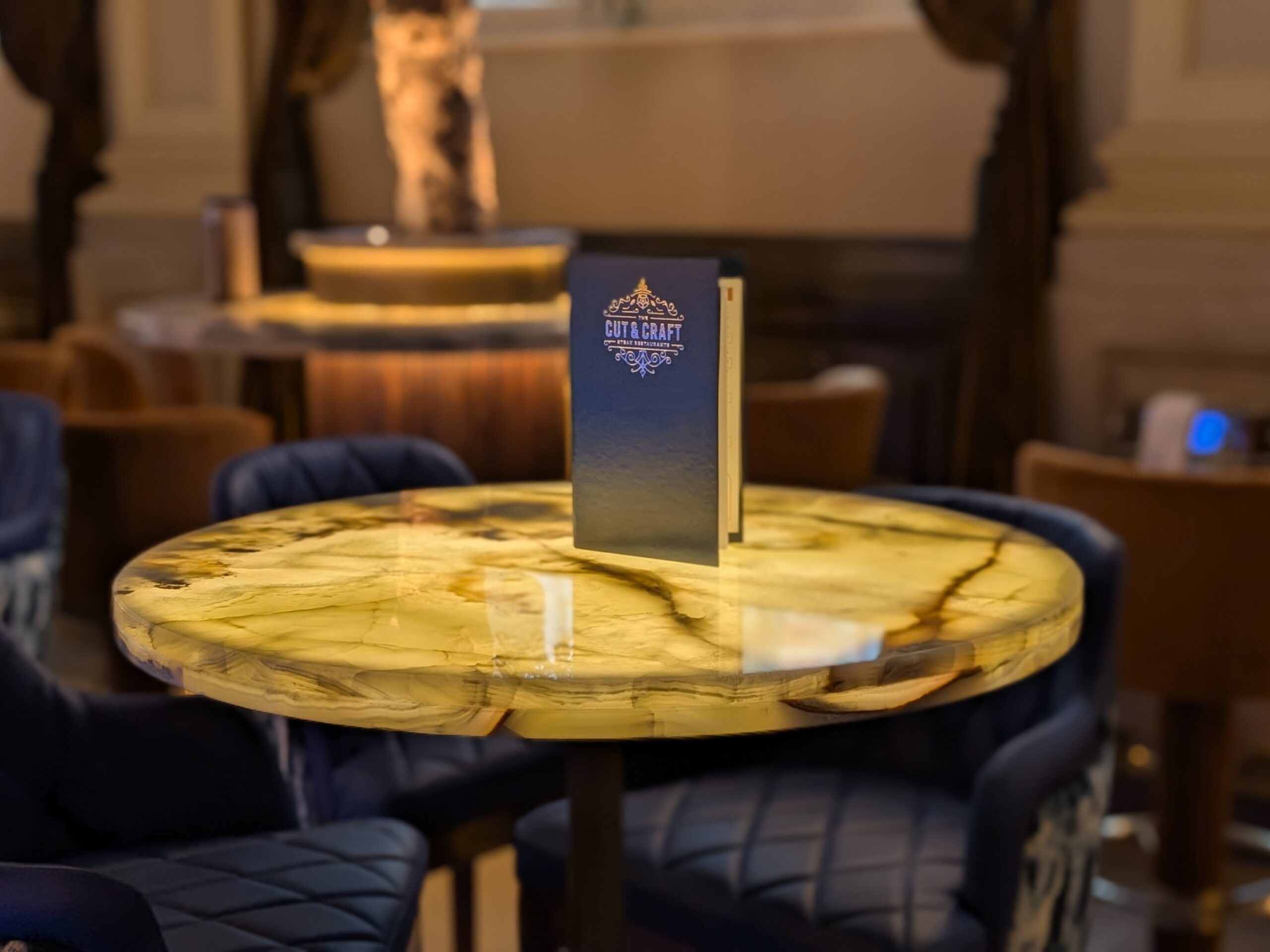 illuminated table at cut and craft