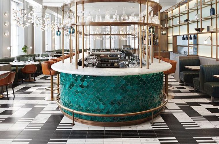 Commercial Bar with Fish Scale Tiles