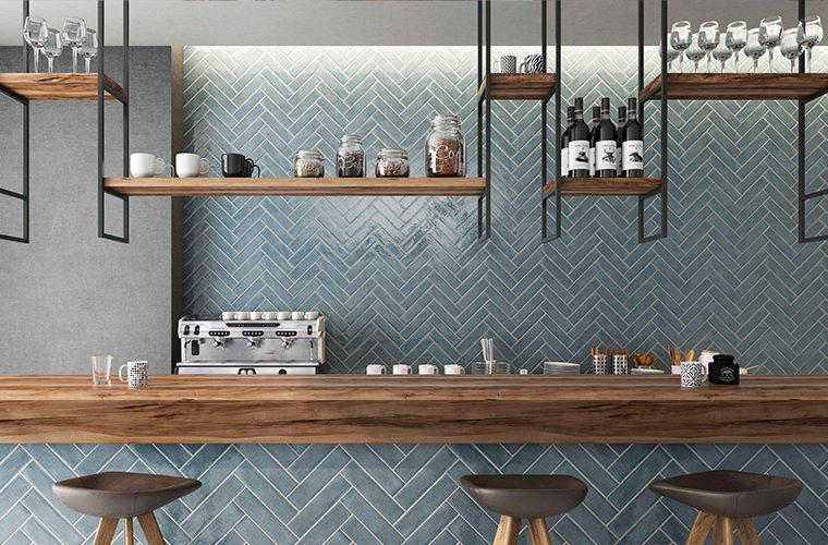 Commercial Bar with Herringbone Tiles